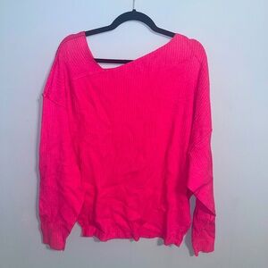 Asymmetrical Hot Pink Sweater